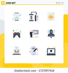 Set of 9 Vector Flat Colors on Grid for presentation; game; payment; controller; file Editable Vector Design Elements