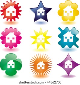 Set of 9 vector Home buttons