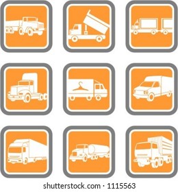 Conjunto de 9 iconos vectoriales de objetos de transporte.