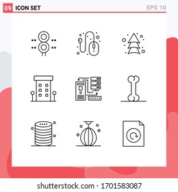 Set of 9 Vector Outlines on Grid for store; shop front; control; house; direction Editable Vector Design Elements