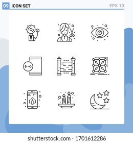 Set of 9 Vector Outlines on Grid for development; coding; female; app; seo Editable Vector Design Elements