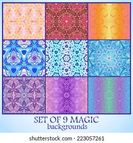 SET of 9 vector seamless abstract pattern. 9 Endless textures for printing onto fabric and paper or scrap booking.