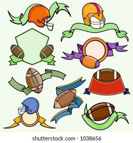 A set of 9 vector sport templates of american football.Ready-to-cut.Pantone colors.