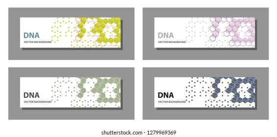 Set of 9 vector templates for presentation slides. Graphic design of molecule structure, blue scientific vector background.