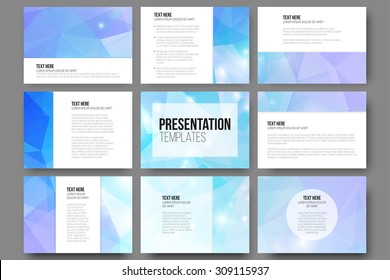 Set Of 9 Vector Templates For Presentation Slides. Abstract Triangle Design Vector Background.