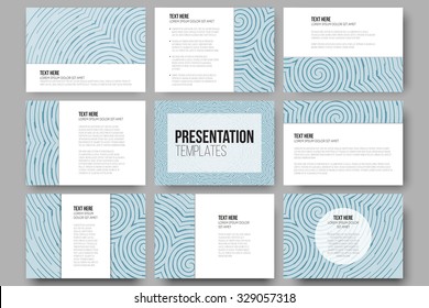 Set of 9 vector templates for presentation slides. Modern stylish geometric backgrounds with circles.