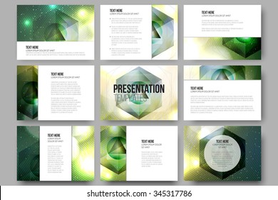 Set of 9 vector templates for presentation slides. Colorful graphic design, abstract vector background.