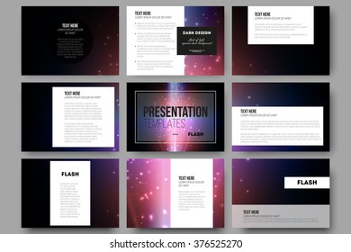 Set of 9 vector templates for presentation slides. Flashes against dark background.