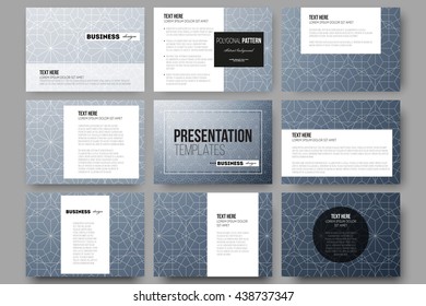 Set of 9 vector templates for presentation slides. Abstract floral business background, modern stylish vector texture