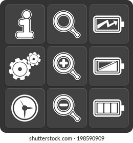 Set of 9 vector web and mobile icons in flat design.
