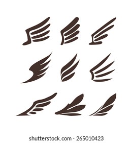 Set of 9 vector wings.