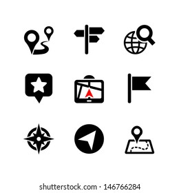 Set of 9 web icons. Location, navigation, map