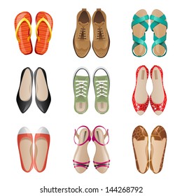 Set of 9 woman shoes icons