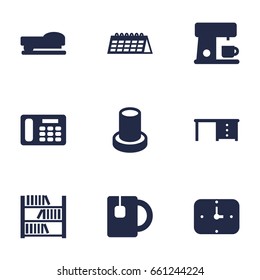 Set Of 9 Workspace Icons Set.Collection Of Book, Desktop, Sew And Other Elements.