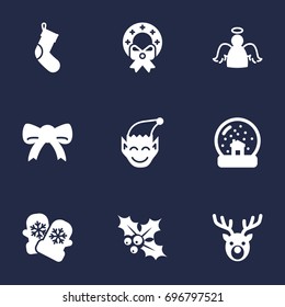 Set Of 9 Year Icons Set.Collection Of Deer, Archangel, Magic Sphere And Other Elements.