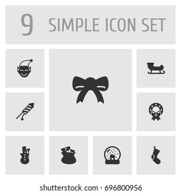 Set Of 9 Year Icons Set.Collection Of Decoration, Magic Sphere, Ice Person And Other Elements.