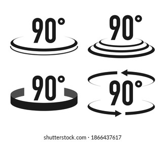 Set of 90 degrees view icons in different style. Vector illustration.