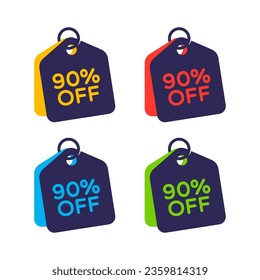 Set of 90 Percent Off Tag Labels