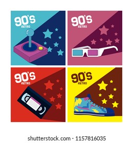 Set of 90s cartoons elements