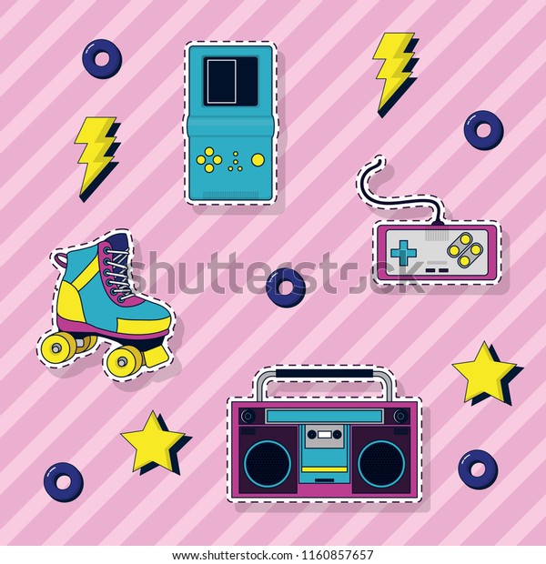 Set 90s Elements Technology Stock Vector (Royalty Free) 1160857657 ...