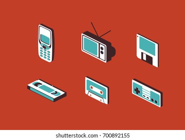 Set of 90s Gadget Icons Vector Illustration