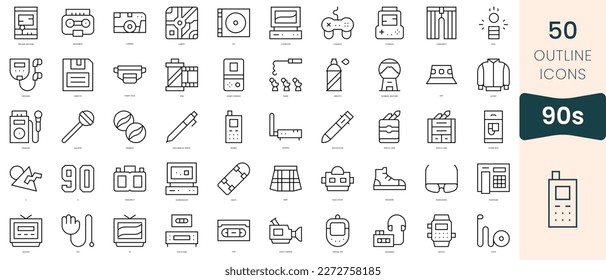 Set of 90s icons. Thin linear style icons Pack. Vector Illustration