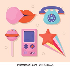 set of 90s retro items