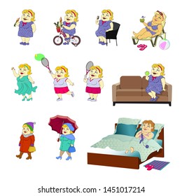 Set -a fat women in different situations