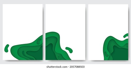 set with A4 3d papercut illustration.