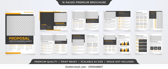 set of a4 bifold brochure template design with minimalist style and clean layout concept use for business presentation and proposal