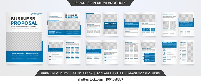 set of a4 bifold brochure template design with minimalist style and clean layout concept use for business presentation and proposal