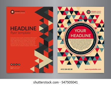 Set A4 Business brochure flyer design layout template with triangle pattern. Leaflet cover presentation, Modern Backgrounds. Vector illustration.