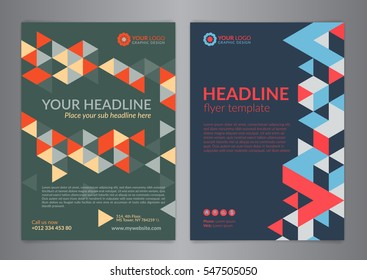 Set A4 Business brochure flyer design layout template with triangle pattern. Leaflet cover presentation, Modern Backgrounds. Vector illustration.