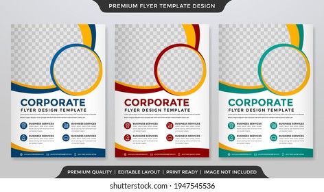 set of a4 business flyer template design with abstract style and modern layout