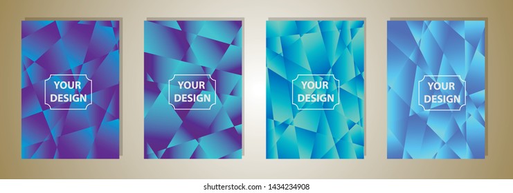 Set of a4 colorful low poly Vector pattern Gradient Set. Modern Smartphone screen, mobile app Template. Design for Wallpaper, background, banner, flyer, Social media post. 