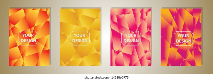 Set of a4 colorful polygonal Vector EPS 10 illustration Gradient Background Texture. Simply geometric pattern. Template for design, banner, flyer, wallpaper, brochure, smartphone screen, mobile app. 
