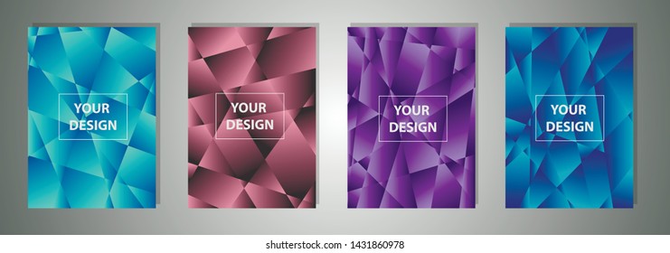 Set of a4 colorful polygonal Vector EPS 10 illustration Gradient Background Texture. Simply geometric pattern. Template for design, banner, flyer, wallpaper, brochure, smartphone screen, mobile app. 