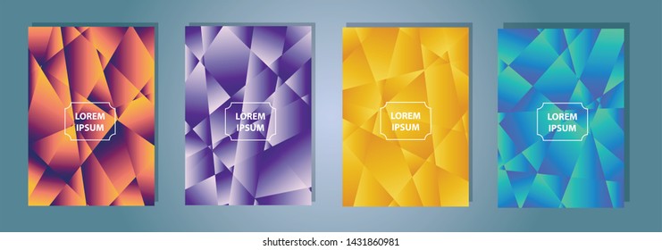 Set of a4 colorful polygonal Vector EPS 10 illustration Gradient Background Texture. Simply geometric pattern. Template for design, banner, flyer, wallpaper, brochure, smartphone screen, mobile app. 