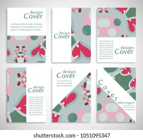 Set of A4 cover, abstract composition. Colorful header design for flyer, book, info banner frame, title sheet. Colored geometric shapes. Modern design. Brochure template layout. Vector illustration