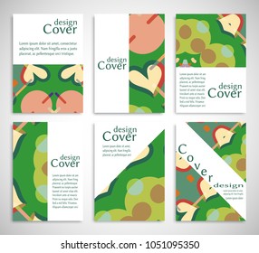 Set of A4 cover, abstract composition. Colorful header design for flyer, book, info banner frame, title sheet. Colored geometric shapes. Modern design. Brochure template layout. Vector illustration