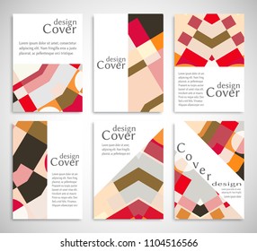 Set of A4 cover, abstract composition. Colorful header design for flyer, book, info banner frame, title sheet. Colored geometric shapes. Modern design. Brochure template layout. Vector illustration