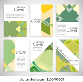 Set of A4 cover, abstract composition. Colorful header design for flyer, book, info banner frame, title sheet. Colored geometric shapes. Modern design. Brochure template layout. Vector illustration