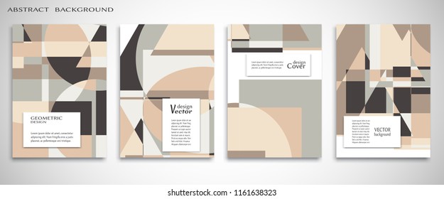 Set of A4 cover, abstract composition. Monochrome header design for flyer, book, info banner frame, title sheet. Colored geometric shapes. Modern design. Brochure template layout. Vector illustration