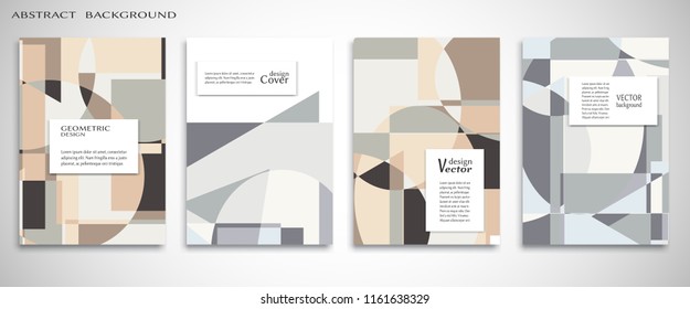 Set of A4 cover, abstract composition. Monochrome header design for flyer, book, info banner frame, title sheet. Colored geometric shapes. Modern design. Brochure template layout. Vector illustration
