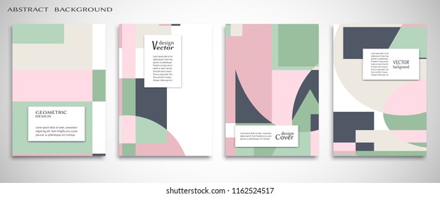 Conjunto de tapa A4, composición abstracta. Diseño monocromo de cabecera para volante, libro, marco de banner info, hoja de título. Formas geométricas coloreadas. Diseño moderno. Diseño de plantilla de folleto. Ilustración del vector