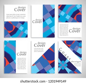Set of A4 cover, abstract composition. Colorful header design for flyer, book, info banner frame, title sheet. Colored geometric shapes. Modern design. Brochure template layout. Vector illustration