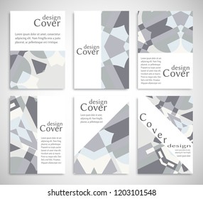 Set of A4 cover, abstract composition. Header design for flyer, book, info banner frame, title sheet. Monochrome geometric shapes. Modern design. Brochure template layout. Vector illustration