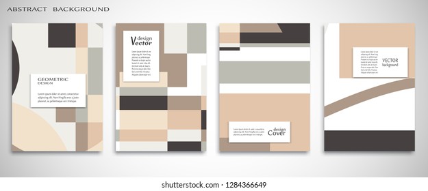 Set of A4 cover, abstract composition. Colorful header design for flyer, book, info banner frame, title sheet. Colored geometric shapes. Modern design. Brochure template layout. Vector illustration