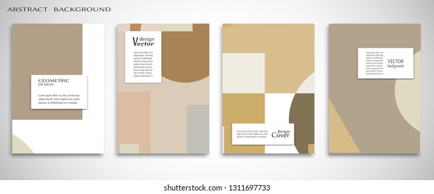 Set of A4 cover, abstract composition. Colorful header design for flyer, book, info banner frame, title sheet. Colored geometric shapes. Modern design. Brochure template layout. Vector illustration