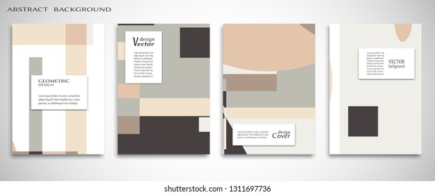 Set of A4 cover, abstract composition. Colorful header design for flyer, book, info banner frame, title sheet. Colored geometric shapes. Modern design. Brochure template layout. Vector illustration